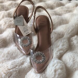 A New Day Women's Clear Heels with Silver Accents